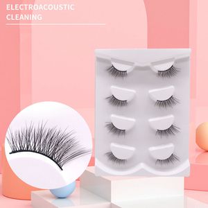 Natural Half Eyelashes Strip Reusable Thick Faux Mink Lashes Wispy Fluffy Eyelash 4 Pairs Pack