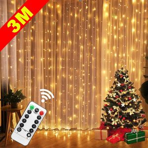 Strings LED Light Curtain Controle remoto USB Festoon Luzes de Natal Decorações 2022 anos Decoração Navidad 2022LED