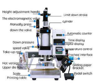 WT-QS90 Set di macchine per abbronzatura Pneumatica Foil Stamping Pelle Mobili in legno Pressa di calore Doratura Power Tool293D