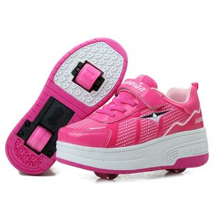 RISRICH Kids roller skates shoes for boy girl children tennis sneakers with on wheels kids boys girls rollers skate pink shoes LJ201202