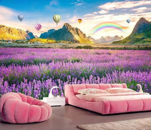 Decarazione da parete personalizzata Wallpaper 3D Valle murale Bellissimo paesaggio arcobaleno dipinto decorativo Sfondo Papel De Adesivi da parete