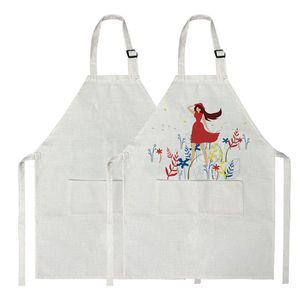 Avental em branco da sublimação Avental DIY Aventais em branco com bolsos Avental cozinha para homens Men Men Blank Bib Apron desenho de criação de linho