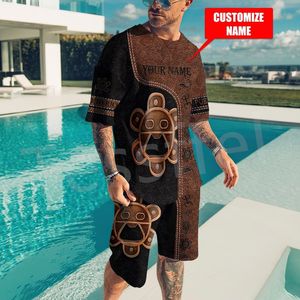 Tessffel Puerto Rico Caribbean Sea Tattoo 3DPrint Uomo Donna Camicie casual Pantaloni Tute combinate Estate maniche corte Streetwear A2 220704