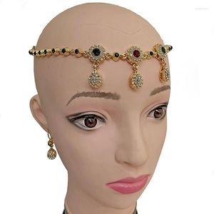 Clipes de cabelo Barrettes Cadeia de jóias de pássaros argelinos da moda com cristais colorido dourado de luxo de cabelos de cabelo de cabelo arbic acessórios para menina