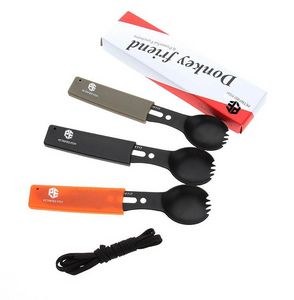 Multifunctional Camping Cookware Spoon Fork Bottle Opener Portable Tool Safety Survival Durable Stainless Steel DD