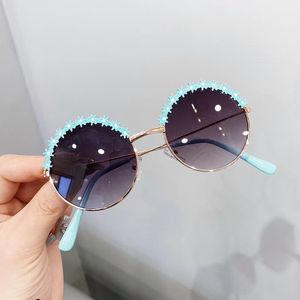 Patchwerk Round Kids Sunglasses Flower Baby Children Shanes Sun Glashs Девочки милые полумадмеевые металлические гайки UV400 220705