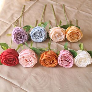 Dekorativa blommor kransar konstgjorda blommor Silk Rose Branch Bouquet For Home Table Decor Wedding Party Birthday Valentine's Day Deco