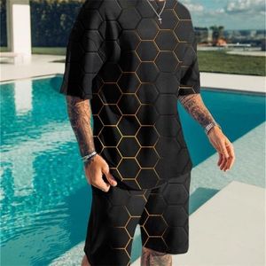 Summer Tracksuit T Shirt Mash Man Creativity Tops Sportswear Men Sets Krótkie stroje męskie przyczynowe ubrania harajuku 220705
