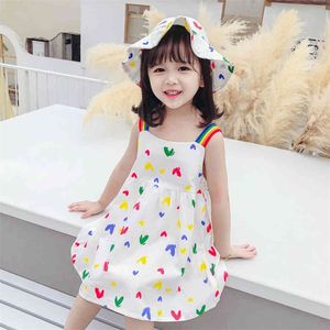 La ragazza veste il modello del cuore Vestito da bambino della ragazza Vestito stirato arcobaleno per bambini Costume estivo per bambini 210412