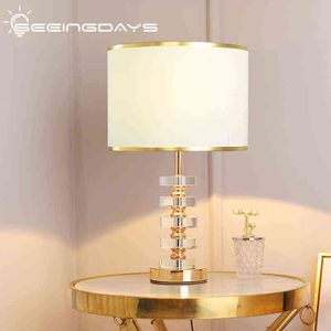 SeeingDays Luxury Crystal Table Lamp Post Modern Simple American Style Table Lamp For Living Room Bedroom Bedside Lamp H220423