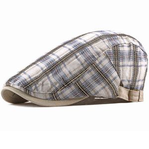 HT1836 Berretti Cappelli per uomo Donna Plaid Arrampicata Pad Giornale Cappellini Unisex Regolabile Cabbie Berretti piatti Berretti Casual Uomo Donna Berretto berretti J220722