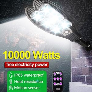 10000 WATTS 108 COB Solar LED Street Light Wodoodporny zdalny sterowanie PIR Motion Lampa słoneczna do zabezpieczenia ogrodu Ściana światła 220531