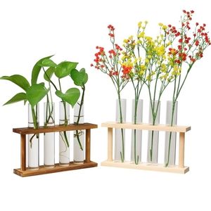 Cornice in legno Contenitore idroponico Vaso per provette in vetro Vaso per fiori essiccati al ravanello verde Decorazione per la casa 220628