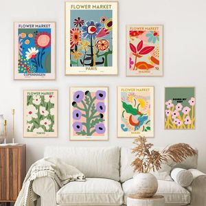 Gemälde abstrakte botanische Blumenmarkt minimalistische Wandkunst Leinwand Malereien und Drucke Bilder für Wohnzimmer Wohnkultur