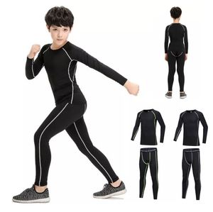 Children Gym Clothing Kids Sports Suit Quick-drying Compression Fitness Wear Boys Tight Workout Sweat Suit Girls Sport Jogging Long Pant and Top