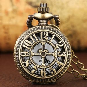 Antike Uhren Mini Hollow Out Arabische Zahlenabdeckung Unisex Quarz Analoge Taschenuhr Lange Kette Sammleruhr
