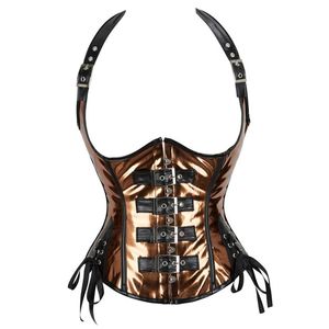 Bälten kvinnor faux läder halter axel rem underbust korsett väst gotisk steampunk snörning bystare kropp shaper midje droppe