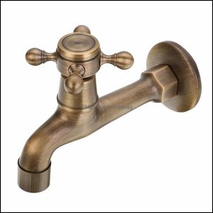 Antique Wall Mounted Brass Tap Kitchen Bathroom Single Faucet Washing Hine Replacement High Quality Mayitr Drop Delivery 2021 Sink Faucets F