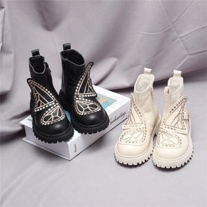 Осень и зимние девушки модные ботинки моды Big Boy Girls Mid-Up Knight Boots LJ201202