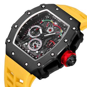 2022 Summer Pintime Fashion Top Watch Brand Luxo Yellow Silicone Strap Sports Cronógrafo Quartz Assista Men