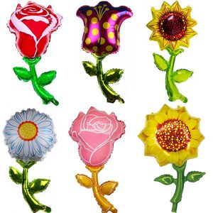 35 Inch New Style Rose Tulip Daisy Sunflower Foil Balloons 6 Shapes Wedding Birthday Party Bar Decoration Flower Balloon Wholesale