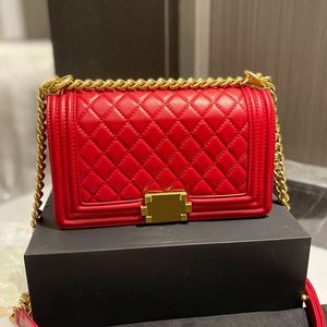 2022Ss Luxury Designer Womens Classic Flap Boy Bags Quilted Lambskin Genuine Leather Top Quality GHW Crossbody Shoulder Purse Totes Outdoor Sacoche Handbags 25CM