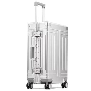 Suitcases Top Quality Aluminum Travel Luggage Business Trolley Suitcase Bag Spinner Boarding Carry On Rolling 20 24 26 29 Inch