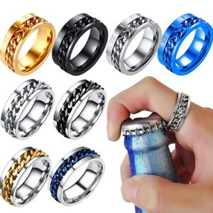 Roman Numéro Titanium Ring Spinner Rotation Chaîne de chaînes pour les hommes Charme Coup de mariage Custom Gener Nom Gift