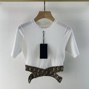 デザイナー22New Womens Fレターステッチ短袖の春と夏の通気性のある丸い首のファッションThin Top Tシャツ