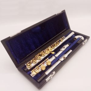 MFC Professional Flute 271S Silver Splated Flute Gold Key Instrument Pośrednie student Krzywne pulę na głowie Flety 16 otworów Zamknięcie