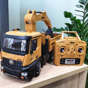 HUINA 575 114 RC Car 26CH Tractor Remote Control Alloy Timber Grapplo Dump Truck Engineering Vehicle Machine Toys for boys gift 220817