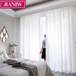 Jianiw Super Soft Luxurious Chiffon Solid White Sheer Gardin för vardagsrum sovrum dekoration fönster voile tyll cortina 220511