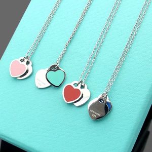 designer LOVE jewelry women Necklace luxury Double Heart Necklaces silver Jewelry as gift with box