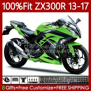 Injection Fairings For KAWASAKI NINJA ZX-300R ZX3R EX ZX 3R Green black 300R 2013 2014 2015 2016 2017 125No.108 ZX-3R EX-300 13-17 ZX300 EX300R ZX300R 13 14 15 16 17 OEM Body