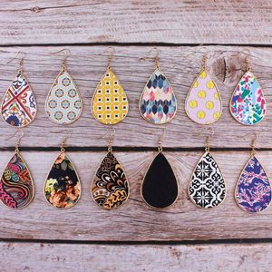 Dingle ljuskronor mönster textur läder marockanska teardrop örhängen för kvinnor guld ram trim smycken grossistedangle farl22