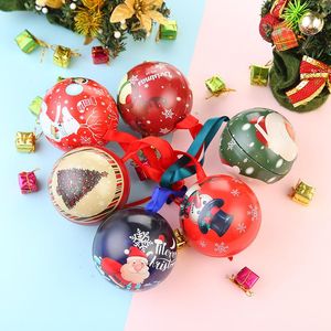 ギフトラップ10pcsキャンディボックススイートパッキングはボールシェイプクリスマスツリーハンギング装飾チョコレートメタルパッケージパーティーfavorsgift wrapgift
