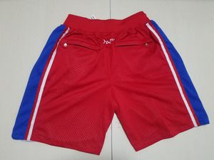 2022 Team Baseketball Shorts City 76 Rot Laufsportkleidung mit Reißverschlusstaschen Größe S-XXL Mix Match Bestellung Hohe Qualität gerade fertig