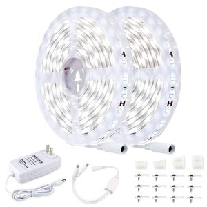 JESLED 32,8 pés/10M LED Strip Lights 6500K Super Bright White Dimmable 24V DC LEDs Fit Lights for Bedroom Kitchen Under Cabinet Room Living Stair Decoration