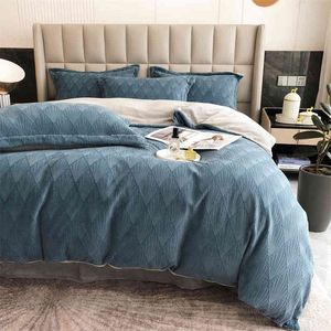 New High-end Milk Fleece Thickened Carved Warm Four Piece Set Winter Vertical Sheet Bedding