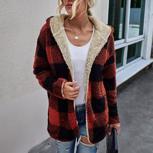 Giacche da donna Inverno Double Sided Can Wear Coat Women Open Front Jacket Sherpa Hoodie Fuzzy Fleece Hood Outwear Manteau