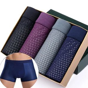 Underpants 4Pcs Bamboo Sexy Underwear Mens Boxers For Men Boxershorts Men's Panties Homme Uomo Calzoncillos HombreUnderpants