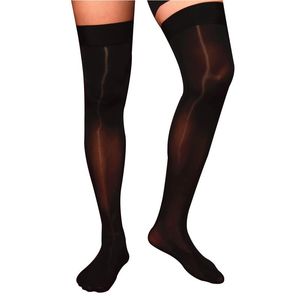 Men's Socks Mens Stretchy Glossy Thin Shiny Stockings Lingerie Sheer Thigh High Erotic Sexy Sock Hosiery See-through