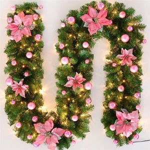 Decorative Flowers & Wreaths 2.7M Christmas LED Rattan Wreath Garland Ornament Door Decoration Tree 2022 Xmas Home DecorationsDecorative Dec