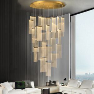 Lustre moderno para lâmpadas de ouro da escada Decoração em casa LED LED Lâmpada Lâmpada Longa Interior Indição de Cristal Espiral
