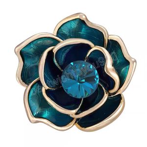 Blue Flower Brouch Pin High-end Enamel Crystal Corsage Lawle Pins Luckubrry Свадебные вечеринки Броши для женщин Аксессуары