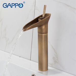 GAPPO Basin Faucets antique brass waterfall basin sink faucet mixers taps bathroom water taps deck mounted T200107