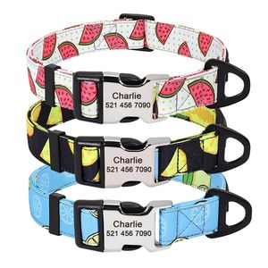 Cute Print Personalized Custom Nylon Collar Engraved Name ID Adjustable For Small Medium Large Dog Chihuahua 220622