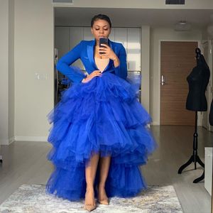 High Low Prom Dresses Tuxedos Style Top Evening Party Gowns Tutu Puffy Tiered Skirt Cocktail Dress