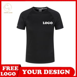 Tシャツトップ6色カスタム短袖ハイエンドコットンフラッシングファブリッククイック乾燥ラウンドネック印刷DIYブランドテキストLS 220616