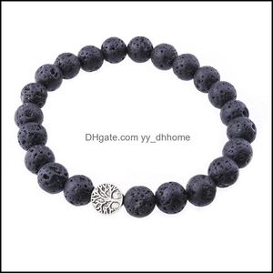 Braccialetti con ciondoli Gioielli 8Mm Pietra lavica Perline Albero della vita Bracciale Aromaterapia Diffusore di oli essenziali per donna Uomo Drop Delivery 2021 2Bu